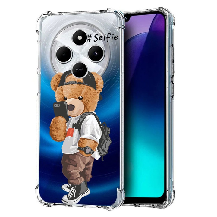 BestCase Anti Shock 1.5MM telefontok, kompatibilis modell Poco C75 / Xiaomi Redmi A4 / Redmi 14C, Selfie Teddy Bear, Air Cushion Technology, 1992027 AS 925