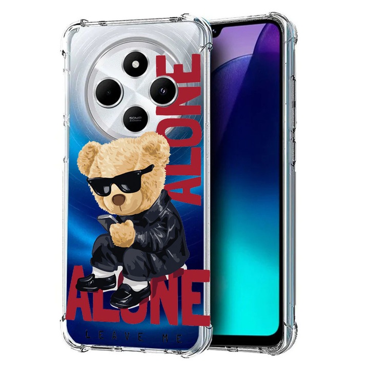 BestCase Anti Shock 1.5MM telefontok, kompatibilis modell Poco C75 / Xiaomi Redmi A4 / Redmi 14C, Leave Me Alone Teddy Bear, Air Cushion Technology, 1992027 AS 922