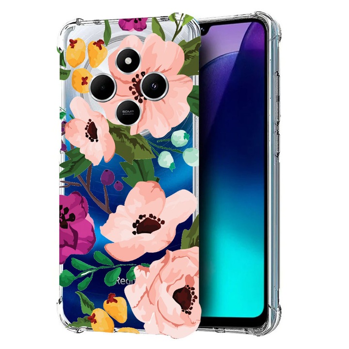 BestCase® Husa pentru Poco C75 / Xiaomi Redmi A4 / Redmi 14C, Anti Shock 1.5MM, Pastel Flowers, Protectie camera, ecran si colturi, 1992027 AS 629
