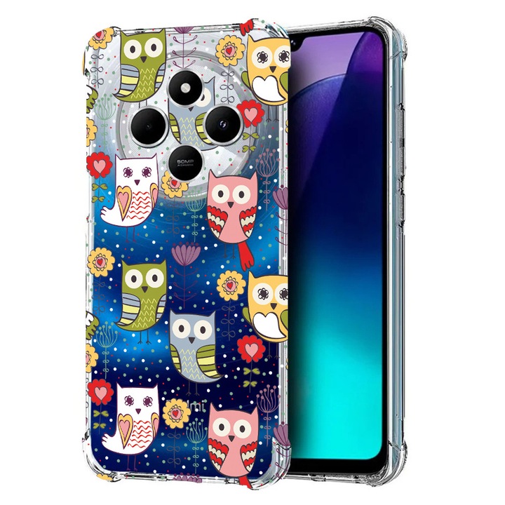BestCase Anti Shock 1.5MM telefontok, kompatibilis modell Poco C75 / Xiaomi Redmi A4 / Redmi 14C, Owl Pattern, Air Cushion Technology, 1992027 AS 1437