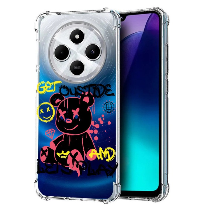 BestCase Anti Shock 1.5MM telefontok, kompatibilis modell Poco C75 / Xiaomi Redmi A4 / Redmi 14C, Teddy Bear Lets Play, Air Cushion Technology, 1992027 AS 1554