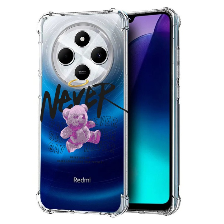 BestCase® Husa pentru Poco C75 / Xiaomi Redmi A4 / Redmi 14C, Anti Shock 1.5MM, Teddy Bear - never say never, Protectie camera, ecran si colturi, 1992027 AS 1546
