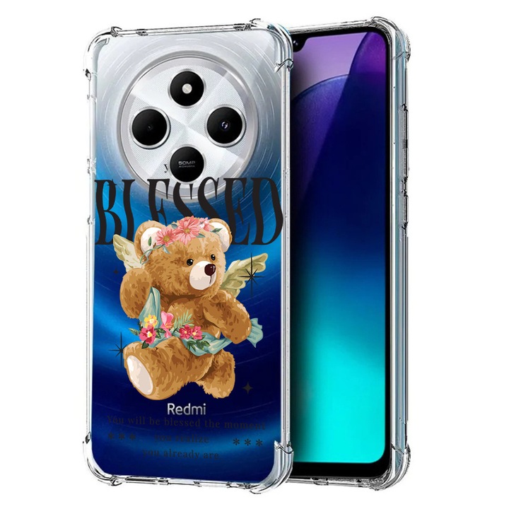 BestCase Anti Shock 1.5MM telefontok, kompatibilis modell Poco C75 / Xiaomi Redmi A4 / Redmi 14C, Teddy Bear Blessed, Air Cushion Technology, 1992027 AS 1561