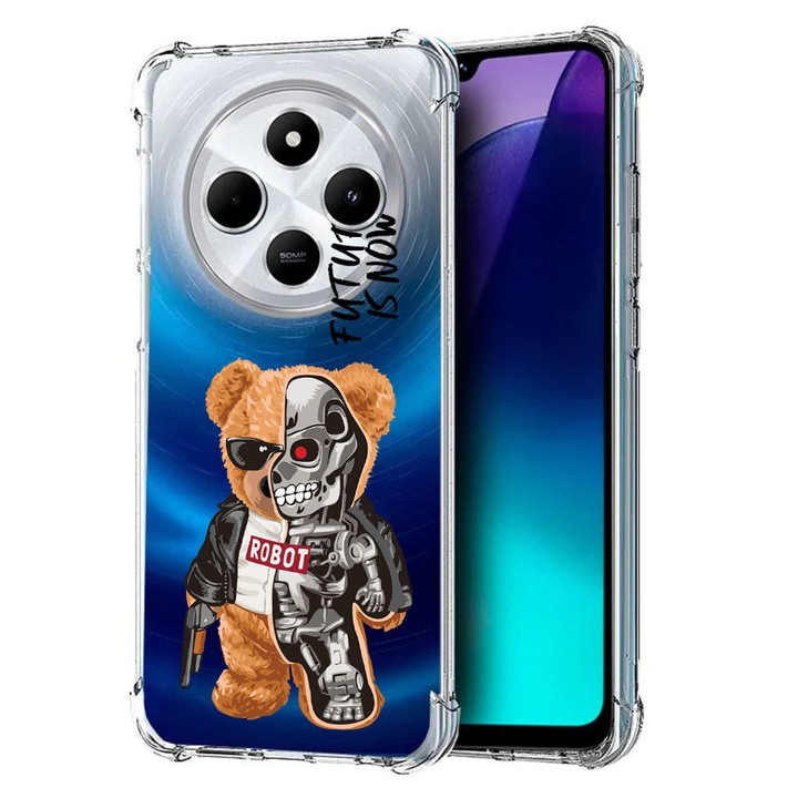 BestCase Anti Shock 1.5MM telefontok, kompatibilis modell Poco C75 / Xiaomi Redmi A4 / Redmi 14C, Half Robot Half Teddy Bear, Air Cushion Technology, 1992027 AS 931