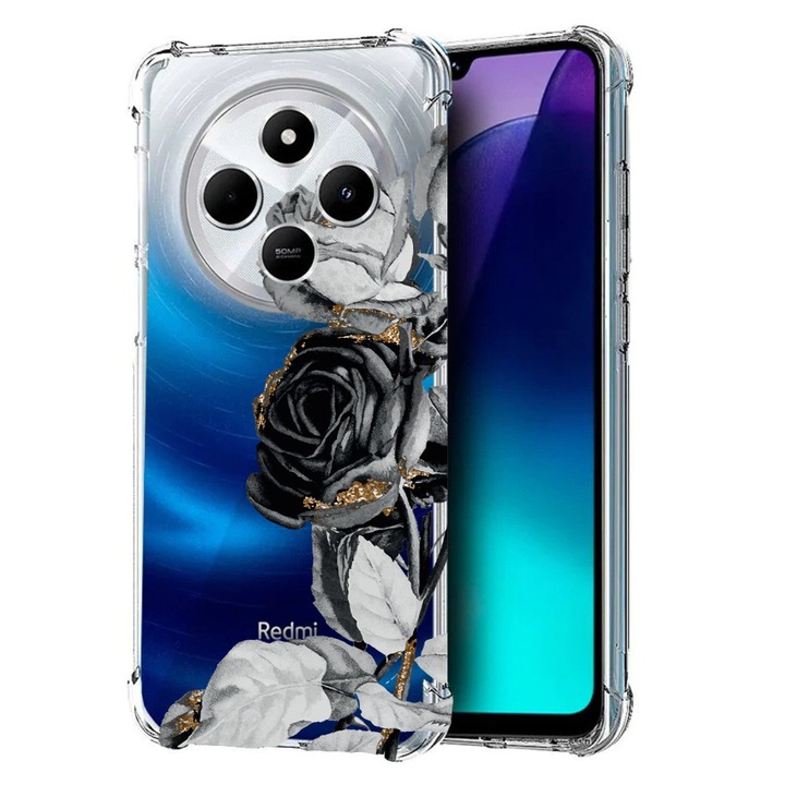 BestCase® Husa pentru Poco C75 / Xiaomi Redmi A4 / Redmi 14C, Anti Shock 1.5MM, Black Rose, Protectie camera, ecran si colturi, 1992027 AS 990