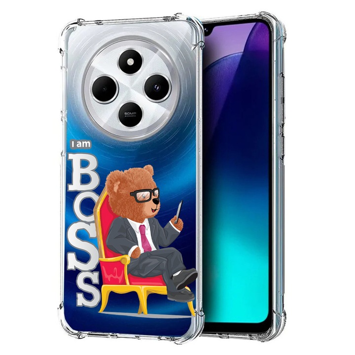 BestCase® Husa pentru Poco C75 / Xiaomi Redmi A4 / Redmi 14C, Anti Shock 1.5MM, Teddy Bear - I'm Boss, Protectie camera, ecran si colturi, 1992027 AS 1496