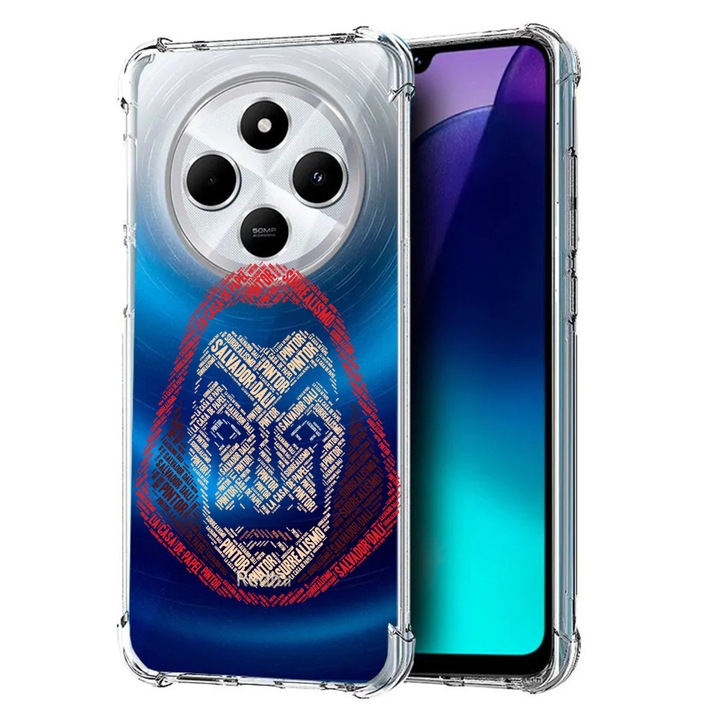 BestCase Anti Shock 1.5MM telefontok, kompatibilis modell Poco C75 / Xiaomi Redmi A4 / Redmi 14C, Calligraphy Money Heist, Air Cushion Technology, 1992027 AS 1534