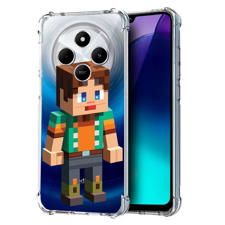 BestCase Anti Shock 1.5MM telefontok, kompatibilis modell Poco C75 / Xiaomi Redmi A4 / Redmi 14C, Minecraft Character, Air Cushion Technology, 1992027 AS 1682