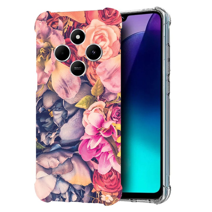 BestCase Anti Shock 1.5MM telefontok, kompatibilis modell Poco C75 / Xiaomi Redmi A4 / Redmi 14C, Floral, Air Cushion Technology, 1992027 AS 5