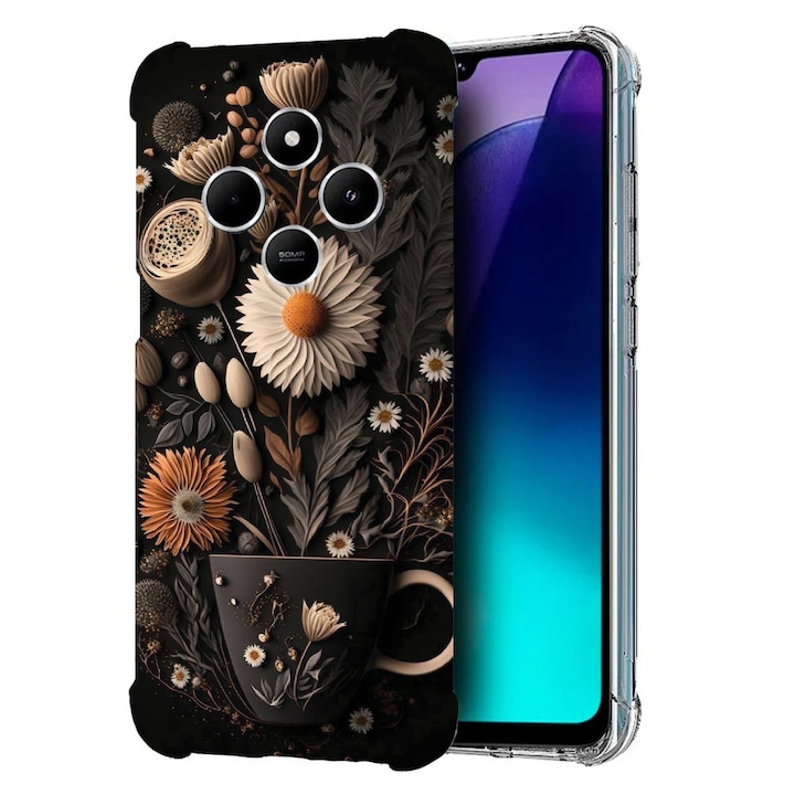 BestCase Anti Shock 1.5MM telefontok, kompatibilis modell Poco C75 / Xiaomi Redmi A4 / Redmi 14C, Happy Flowers, Air Cushion Technology, 1992027 AS 1159