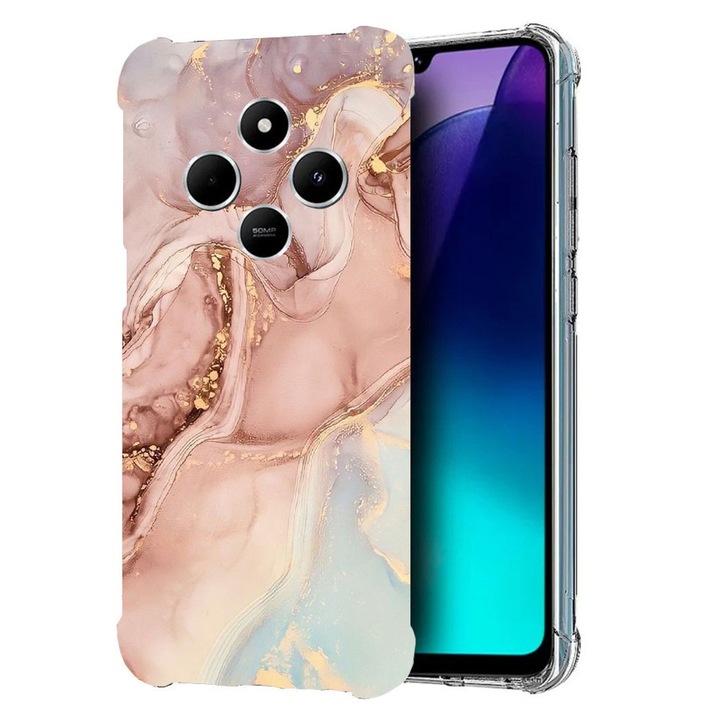 BestCase Anti Shock 1.5MM telefontok, kompatibilis modell Poco C75 / Xiaomi Redmi A4 / Redmi 14C, Rose Marble, Air Cushion Technology, 1992027 AS 1253