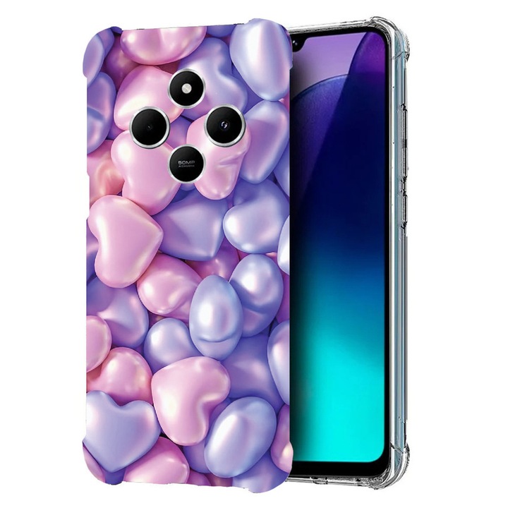 BestCase Anti Shock 1.5MM telefontok, kompatibilis modell Poco C75 / Xiaomi Redmi A4 / Redmi 14C, Colored Hearts, Air Cushion Technology, 1992027 AS 1146