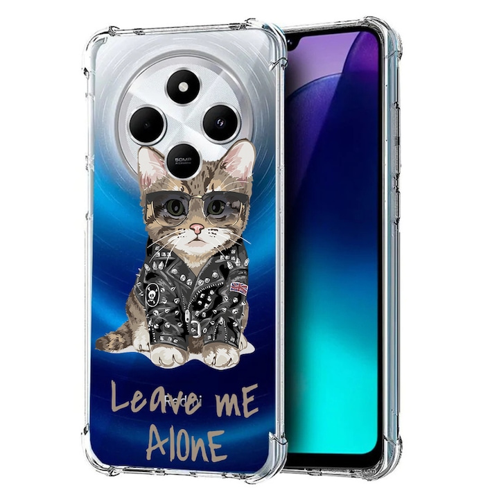 BestCase Anti Shock 1.5MM telefontok, kompatibilis modell Poco C75 / Xiaomi Redmi A4 / Redmi 14C, Leave Me Alone Cat, Air Cushion Technology, 1992027 AS 1796