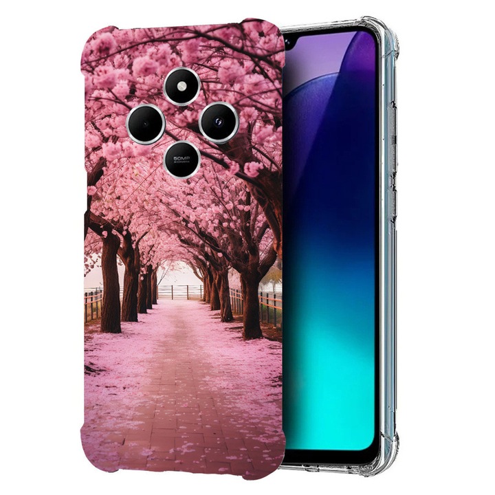 BestCase Anti Shock 1.5MM telefontok, kompatibilis modell Poco C75 / Xiaomi Redmi A4 / Redmi 14C, Cherry Blossom Trees, Air Cushion Technology, 1992027 AS 1379