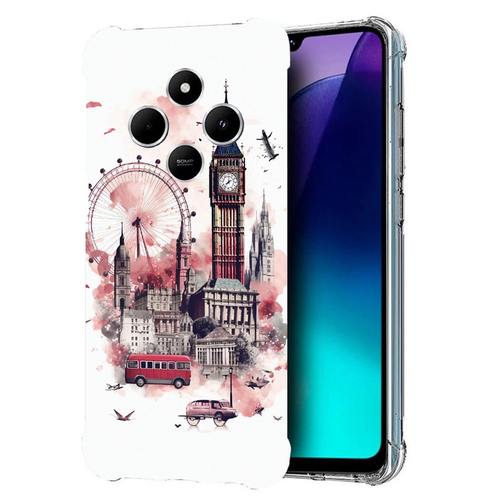 BestCase® Husa pentru Poco C75 / Xiaomi Redmi A4 / Redmi 14C, Anti Shock 1.5MM, Visit London, Protectie camera, ecran si colturi, 1992027 AS 1396