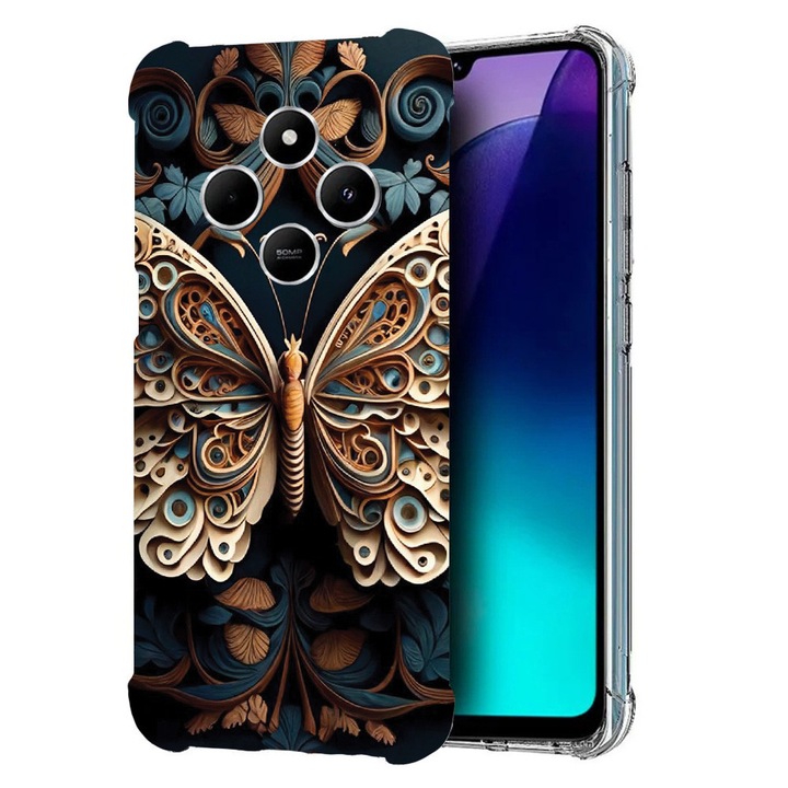 BestCase® Husa pentru Poco C75 / Xiaomi Redmi A4 / Redmi 14C, Anti Shock 1.5MM, Beauty Butterfly, Protectie camera, ecran si colturi, 1992027 AS 1224