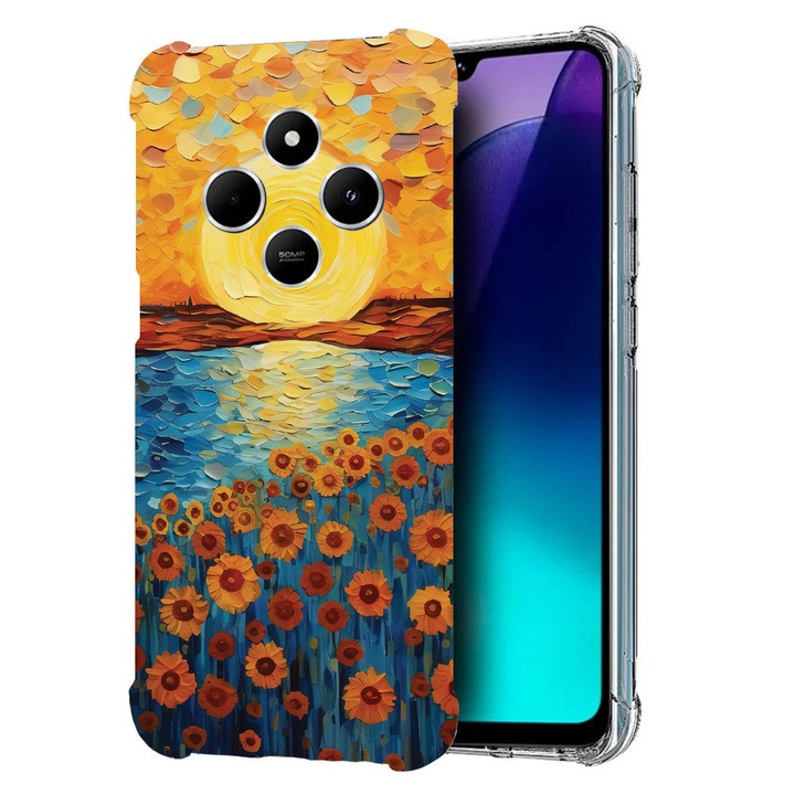 BestCase Anti Shock 1.5MM telefontok, kompatibilis modell Poco C75 / Xiaomi Redmi A4 / Redmi 14C, Sunflower Painting, Air Cushion Technology, 1992027 AS 1273