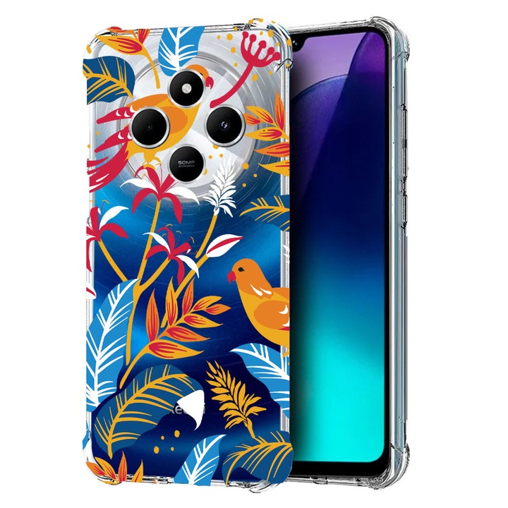 BestCase Anti Shock 1.5MM telefontok, kompatibilis modell Poco C75 / Xiaomi Redmi A4 / Redmi 14C, Colored Birds, Air Cushion Technology, 1992027 AS 769