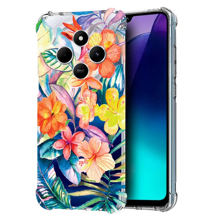 BestCase® Husa pentru Poco C75 / Xiaomi Redmi A4 / Redmi 14C, Anti Shock 1.5MM, Topical Flowers, Protectie camera, ecran si colturi, 1992027 AS 498