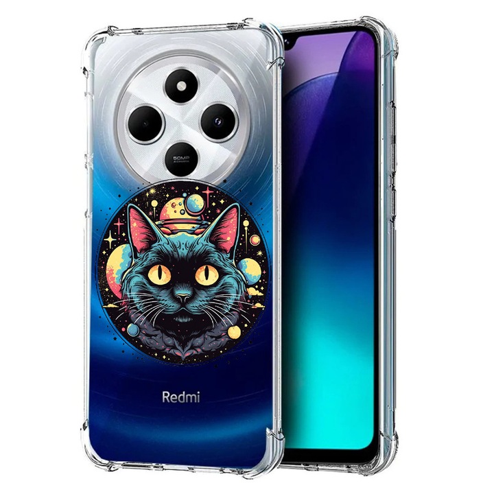 BestCase Anti Shock 1.5MM telefontok, kompatibilis modell Poco C75 / Xiaomi Redmi A4 / Redmi 14C, Mystic Black Cat, Air Cushion Technology, 1992027 AS 1506