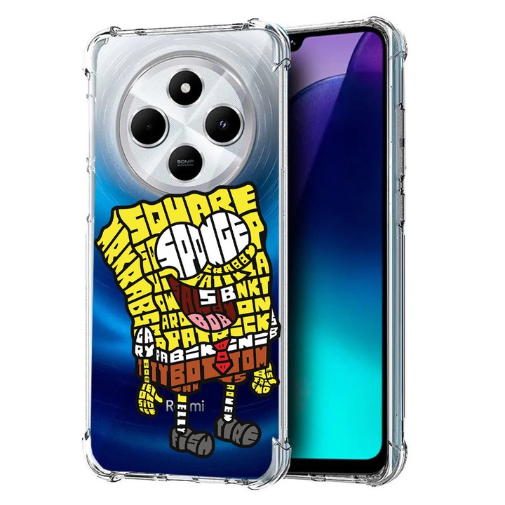 BestCase Anti Shock 1.5MM telefontok, kompatibilis modell Poco C75 / Xiaomi Redmi A4 / Redmi 14C, Calligraphy Sponge Bob, Air Cushion Technology, 1992027 AS 1532