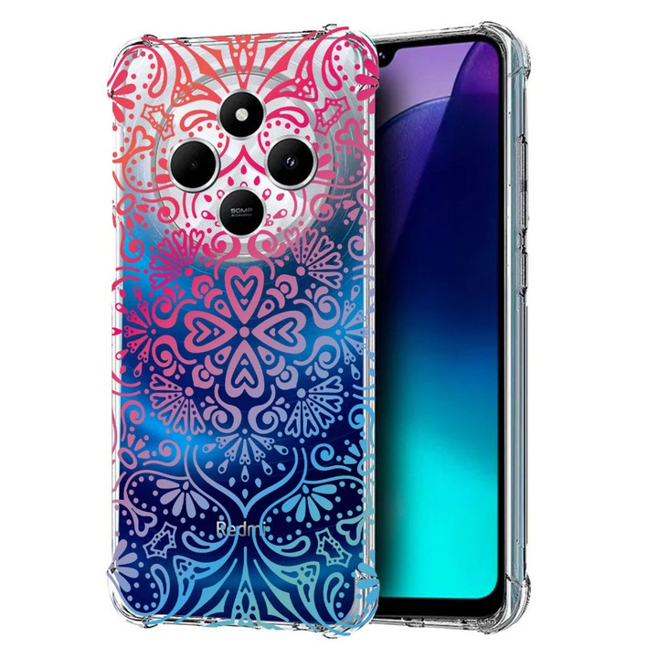 BestCase Anti Shock 1.5MM telefontok, kompatibilis modell Poco C75 / Xiaomi Redmi A4 / Redmi 14C, Mandala Color, Air Cushion Technology, 1992027 AS 72