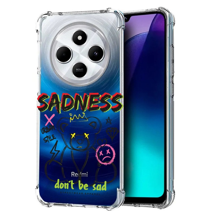 BestCase Anti Shock 1.5MM telefontok, kompatibilis modell Poco C75 / Xiaomi Redmi A4 / Redmi 14C, Teddy Bear Sadness, Air Cushion Technology, 1992027 AS 1558