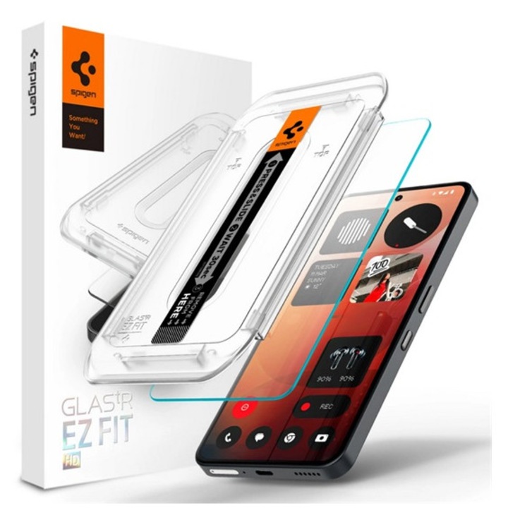 Spigen ez fit hd képernyővédő üveg, 2.5d, tokbarát, ultravékony, 0.2mm, 9h + segédkeret, átlátszó, kompatibilis: Nothing Phone, 3a, Pro / Phone, 3a
