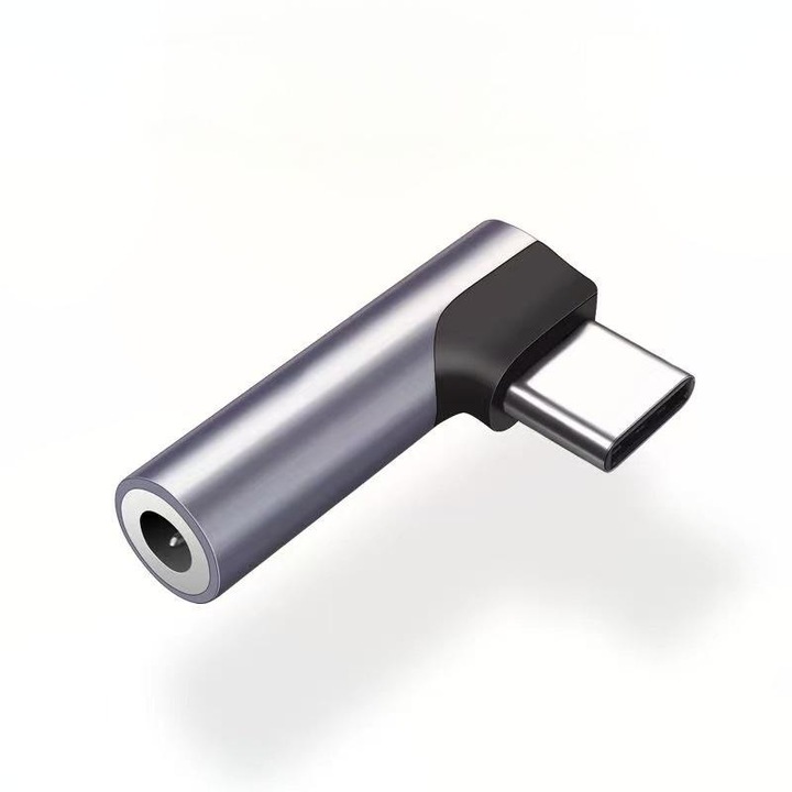 Аудио адаптер, USB-C към Jack 3.5 мм, Bluvista, DAC, сив