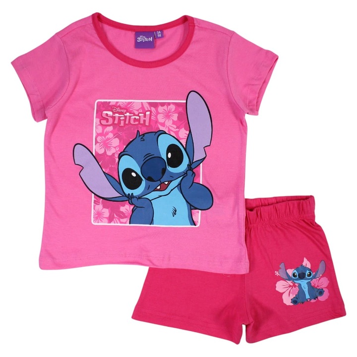 Pijamale copii roz Happy Days Stitch, Roz