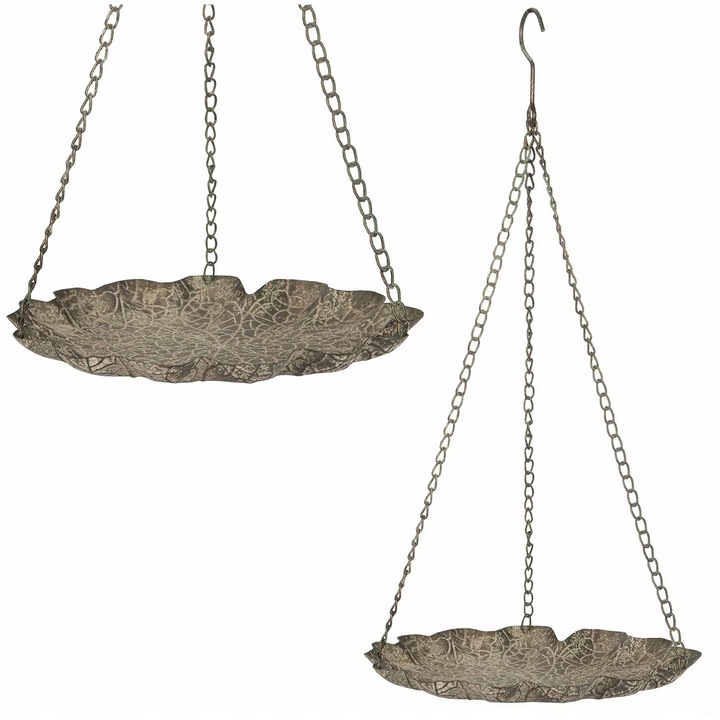 Adapatoare pentru pasari suspendat, 30cm, metal rezistent la rugina, culoare postarzata, lungime lant 58cm