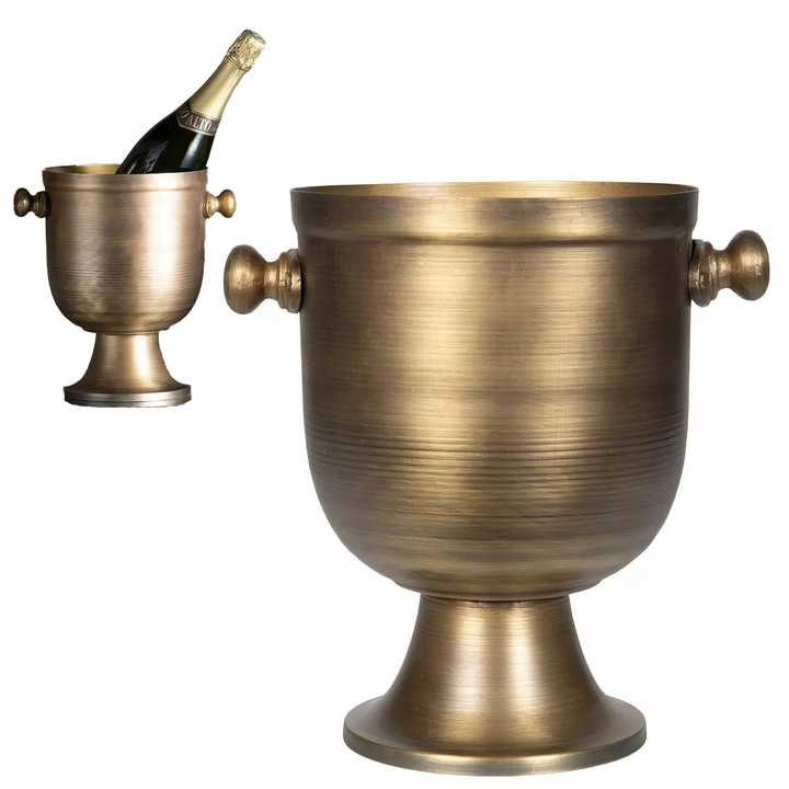 Cooler metalic pentru vin si sampanie, auriu mat, 26x27cm