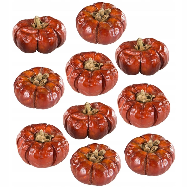 Set 10 mini dovleci uscati naturali rosii decorativi 4x5cm