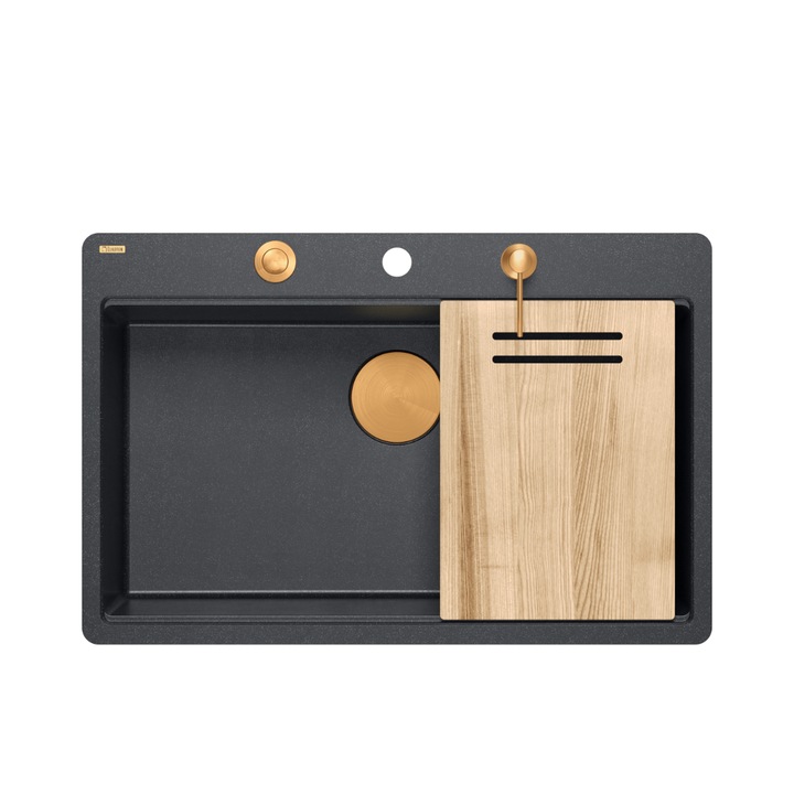 Chiuveta Quadron MARC 110 FM cu o cuva din granit 75x49x24 cm Negru