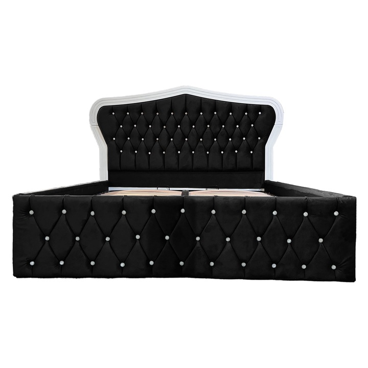 Pat Venus tapitat 160/200 cu somiera rabatabila si spatiu depozitare negru