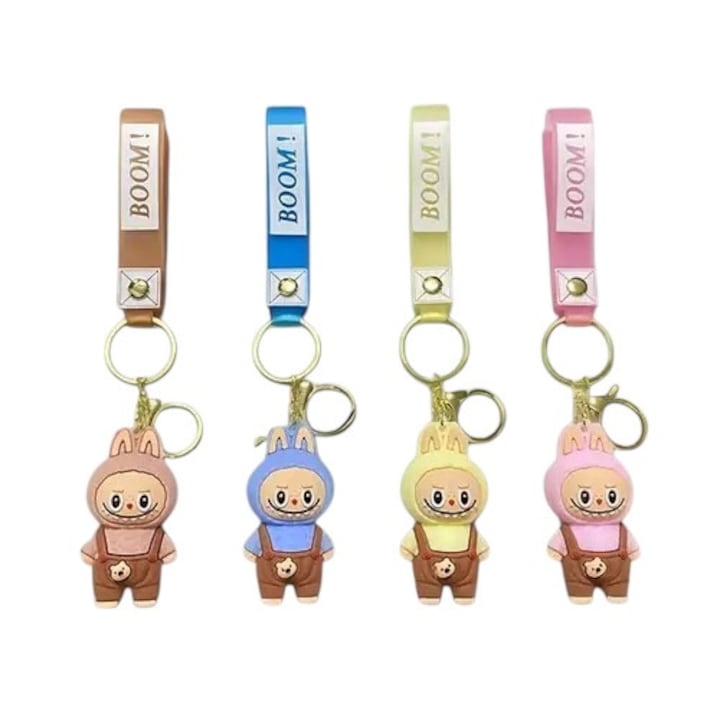 Ключодържатели LABUBU, Фигурки, Модел Kawaii, Мек силикон, Дизайн на зайче, Аксесоар за ключове/чантички, 6.5x4.8 см, Комплект от 3