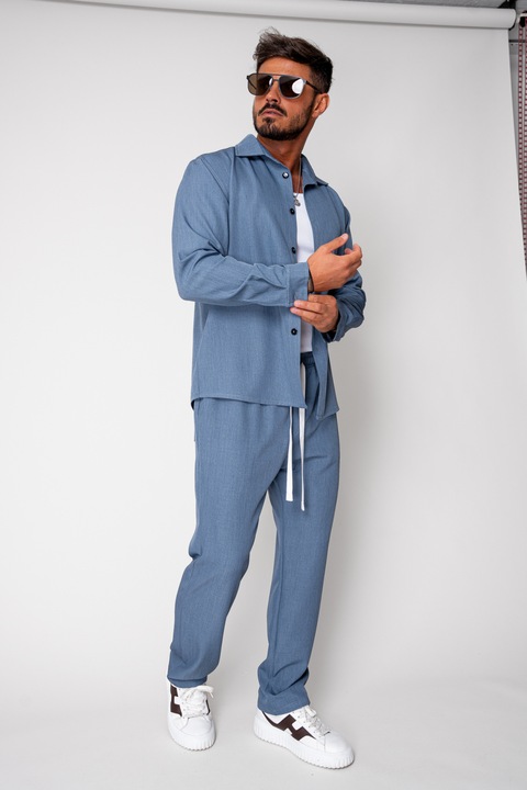 Set camasa si pantalon lung Premium Edition Blue New Blue L INTL