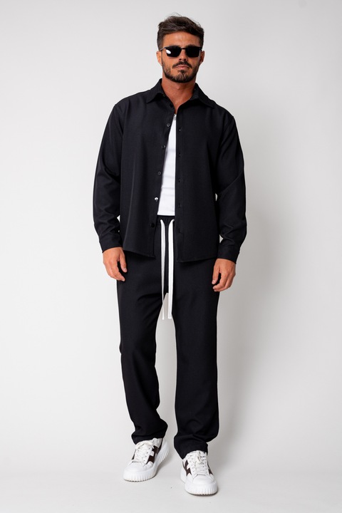 Set camasa si pantalon lung Premium Edition Black New Negru 2XL INTL
