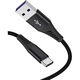 Cablu de incarcare si transfer de date, lungime 3m, USB-USBC, incarcare rapida, pentru telefon / tableta sau laptop, conector USB, conector USB-C, Fast-Charge, NEGRU, YULMI®