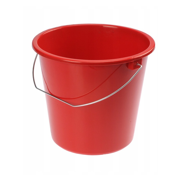 Găleată utilitară 5L cu mânăr metalic, rosu, pentru curățenie și grădinărit
