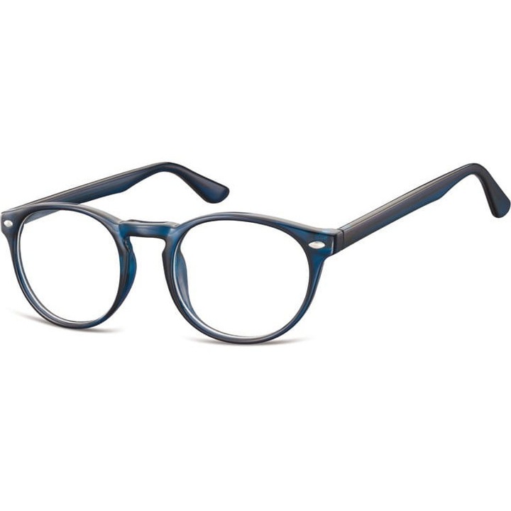 Rame ochelari unisex Sunoptic, rotunde, culoare ciemnogranat, dimensiuni 12.7x4.7cm, set cu etui.