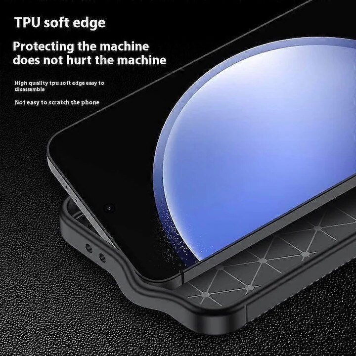 Husa de silicon TPU compatibila cu Samsung Galaxy A15, Carbon Design Autofocus, Ultra Protect, Anti-Soc / Negru