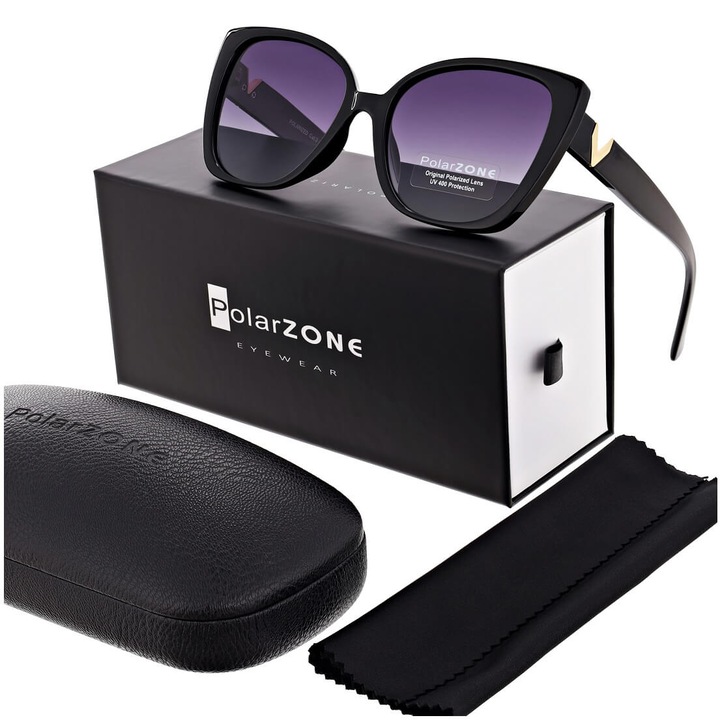Ochelari de soare dama, Polarzone, filtru UV400, negru