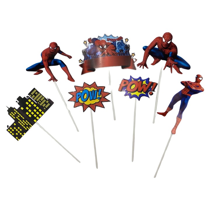 Декорация за торта от картон, тема Спайдърмен, рожден ден - 7 броя
