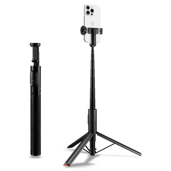 Selfie stick si stativ Spigen S541W, 146 cm, negru, Bluetooth