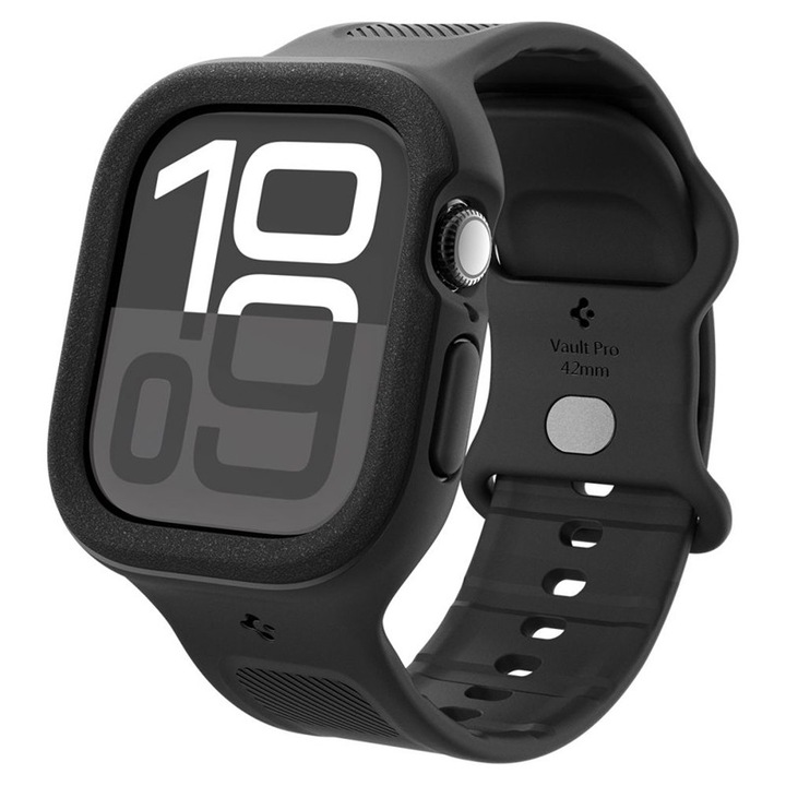 Set curea cu husa Spigen Vault Pro, pentru Apple Watch 10 42mm, TPU, negru mat