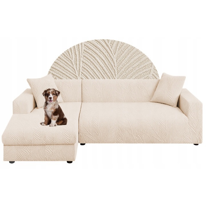 Калъф за диван, HomeDesign, Еластичен, Идеален за хол, спалня, Лесен за почистване, Дебел и мек материал, Еластан, 185 см, Екрю