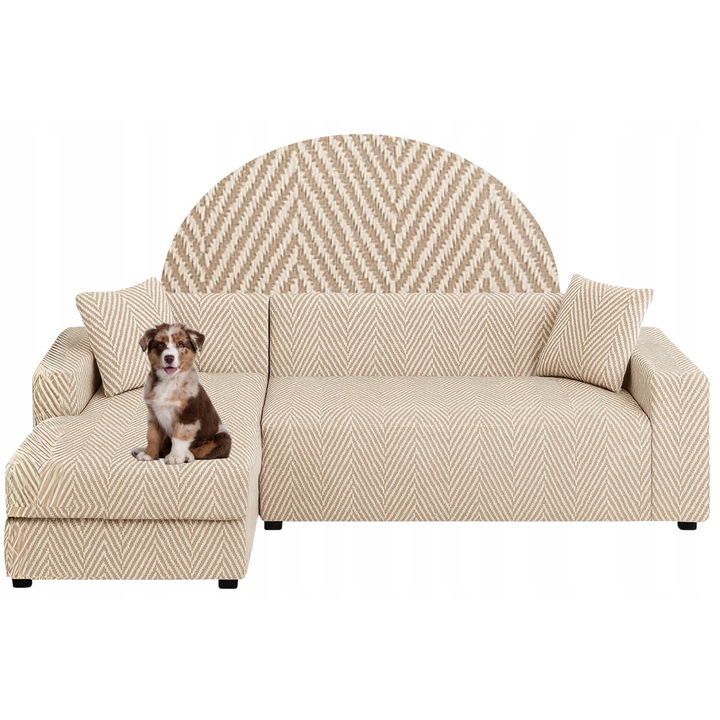 Калъф за диван, HomeDesign, Еластичен, Идеален за хол, спалня, Лесен за почистване, Дебел и мек материал, Еластан, 185 см, Бежов