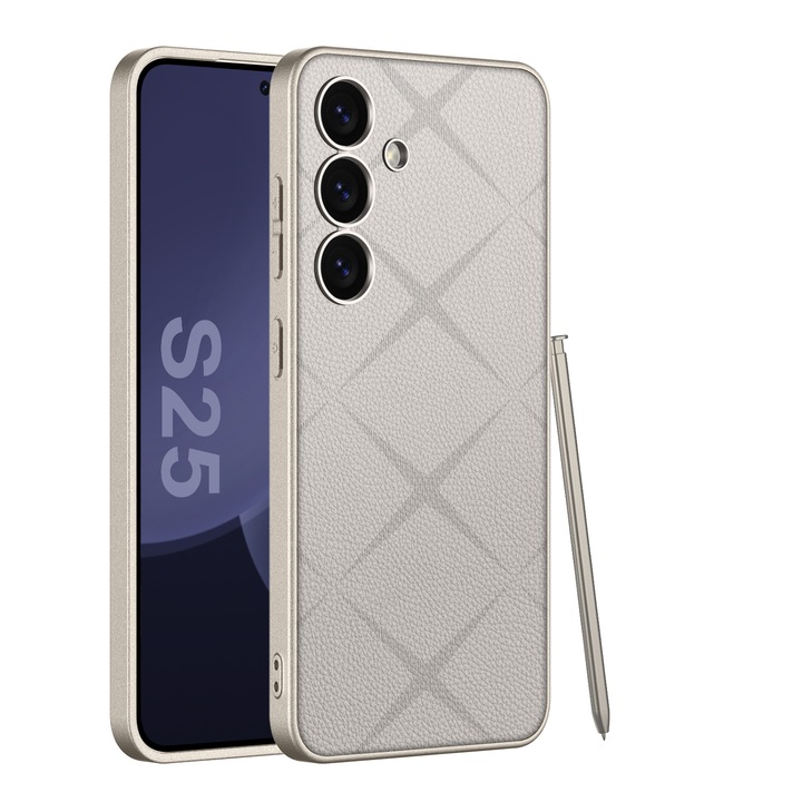 Samsung Galaxy S25 Plus tok, Slim Agora öko bőr tok, Tritánium szürke