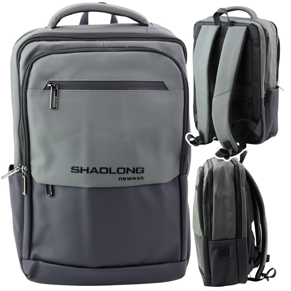 Rucsac urban Lean, 16L, negru-gri, 41x29x14cm, cu USB si buzunar laptop
